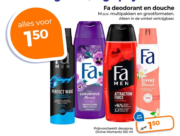 Aanbieding: Fa deodorant en douche