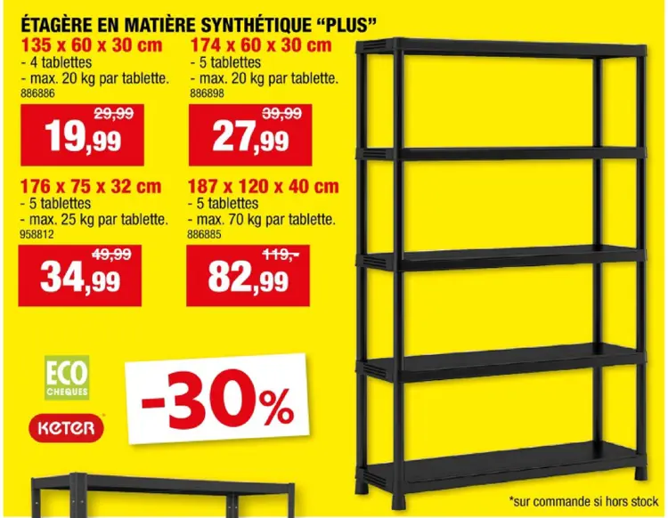 Offre: Étagère en matière synthétique "plus"