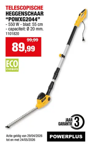 Promotie: Telescopische heggenschaar "powxg2044"