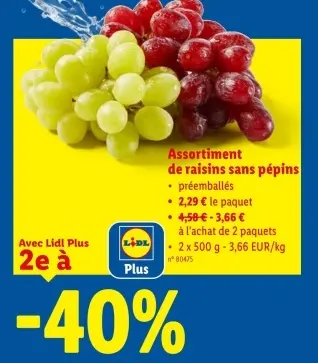 Offre: Assortiment de raisins sans pépins