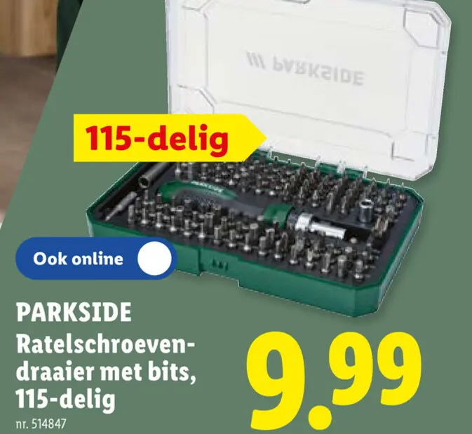 Promotie: Ratelschroevendraaier met bits