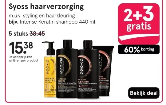 Aanbieding: Haarverzorging m.u.v. styling en haarkleuring