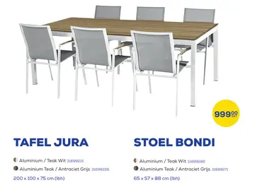 Aanbieding: TAFEL JURA STOEL BONDI
