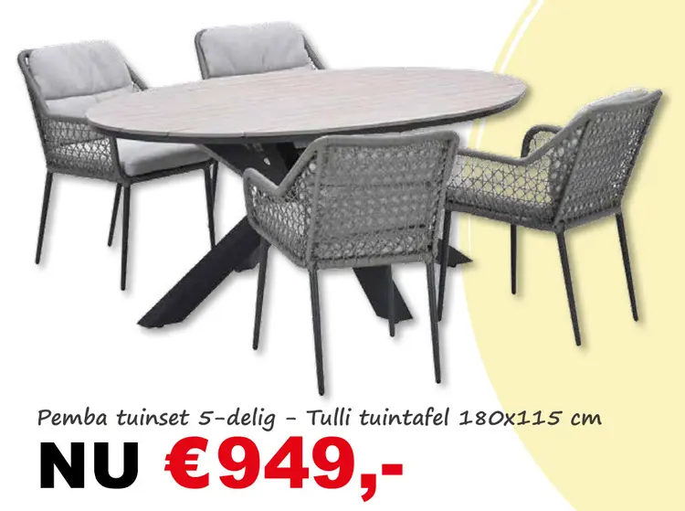 Aanbieding: Pemba tuinset - Tulli tuintafel