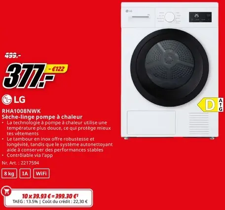 Offre: Sèche-linge pompe à chaleur