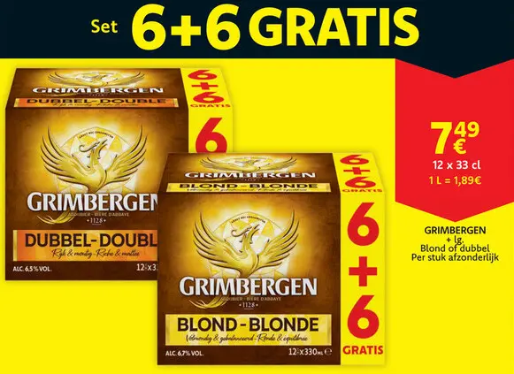 Aanbieding: Grimbergen Blond of Dubbel