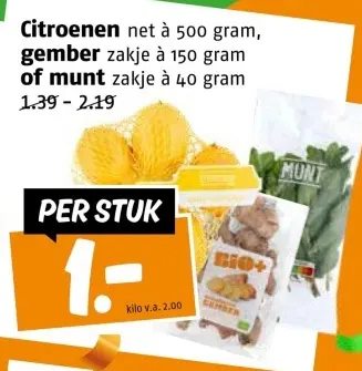 Aanbieding: Citroenen, gember of munt