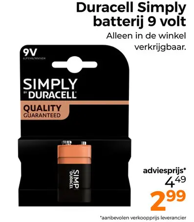 Aanbieding: Simply batterij 9 volt