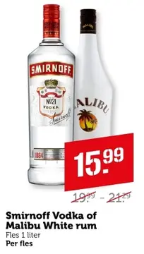Aanbieding: Smirnoff Vodka of Malibu White rum