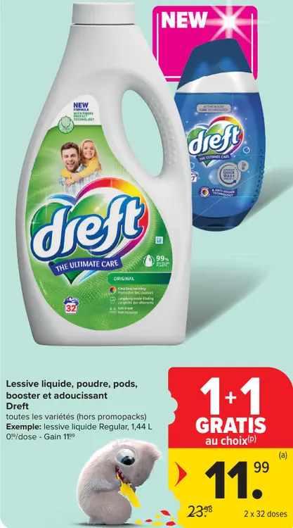 Offre: Lessive liquide, poudre, pods, booster et adoucissant