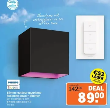 Aanbieding: Slimme outdoor muurlamp Resonate down + dimmer