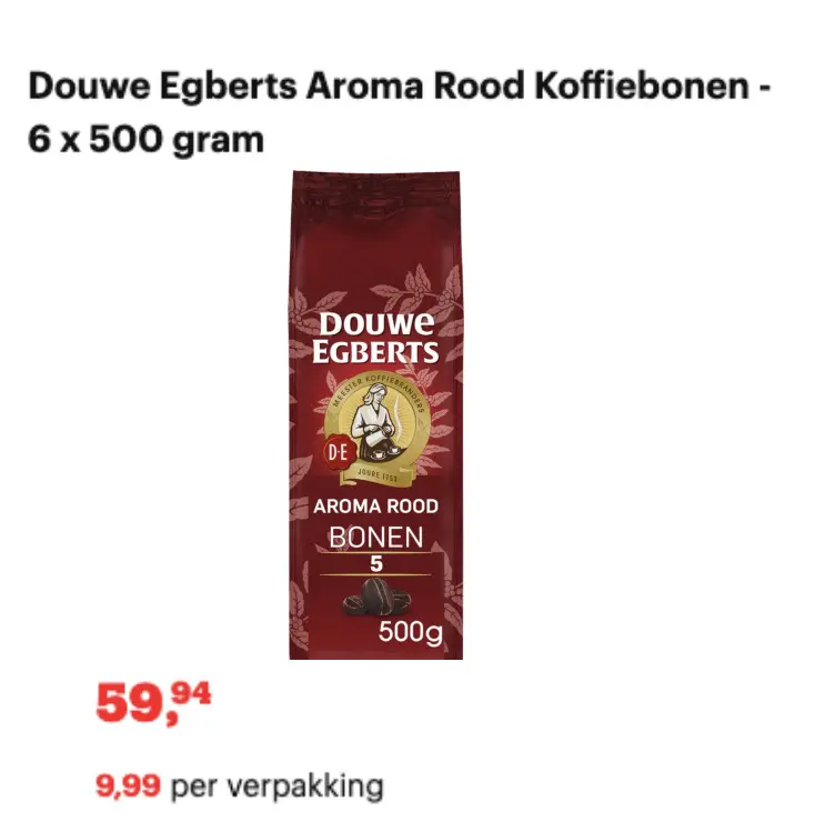 Promotie: Douwe Egberts Aroma Rood Koffiebonen