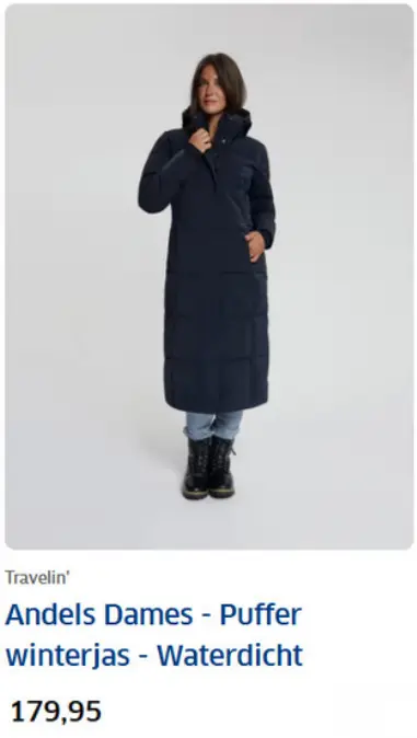 Aanbieding: Travelin' Andels Dames - Puffer winterjas - Waterdicht