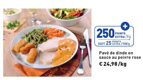 Offre: Pavé de dinde en sauce au poivre rose