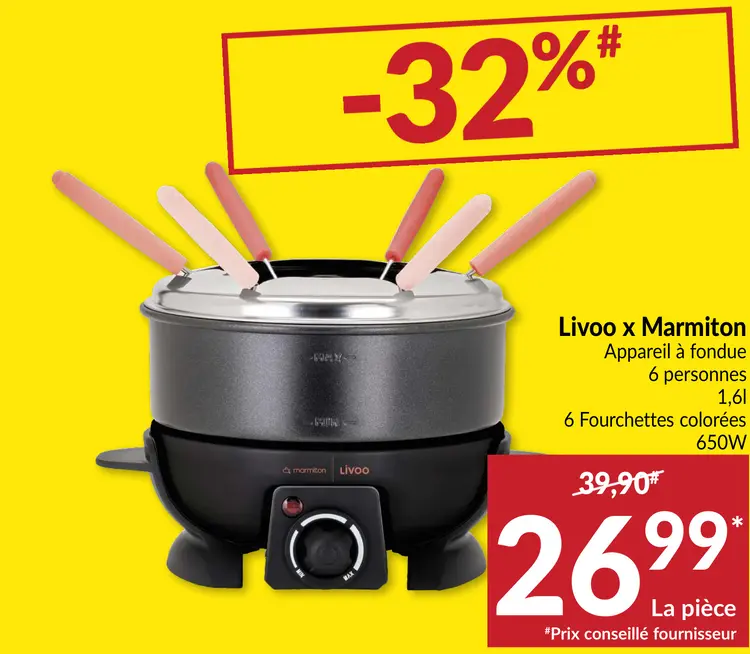 Offre: Livoo & Marmiton Appareil à fondue 6 personnes