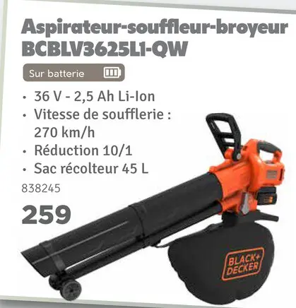 Offre: Aspirateur-souffleur-broyeur BCBLV3625L1-QW