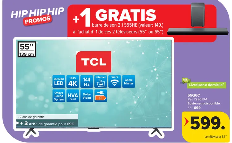 Offre: Tcl 55q6c tv