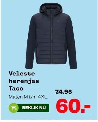 Aanbieding: Veleste herenjas Taco