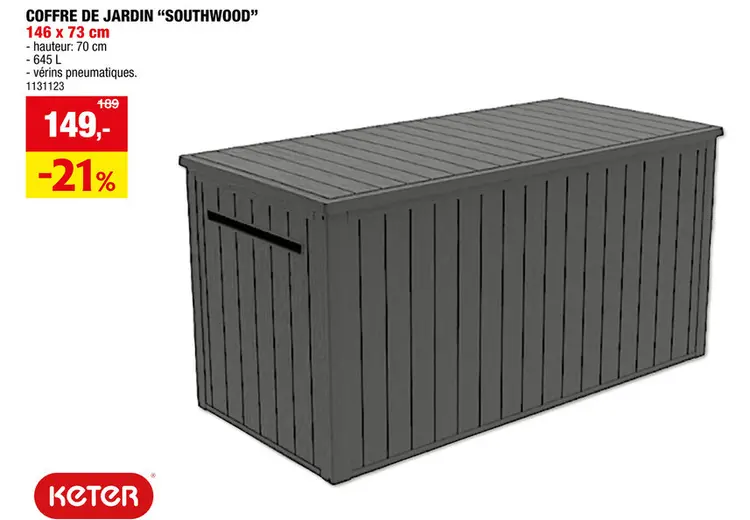 Offre: Keter Southwood coffre de jardin 645l anthracite