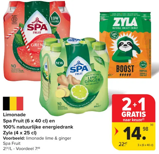 Promotie: Limonade Spa Fruit en 100% natuurlijke energiedrank