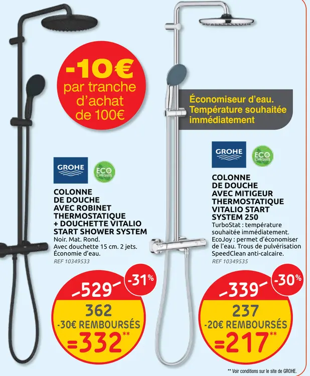Promotie: Colonne de douche avec robinet thermostatique