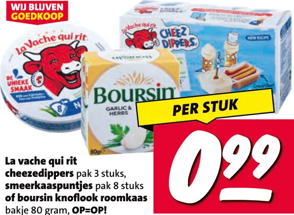 Aanbieding: Cheezedippers, smeerkaaspuntjes of knoflook roomkaas