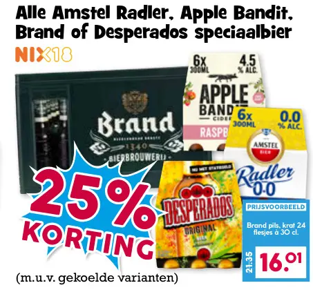 Aanbieding: Amstel Radler, Apple Bandit, Brand of Desperados speciaalbier