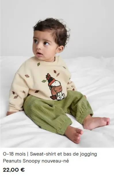 Offre: Primark Sweat-shirt et bas de jogging Peanuts Snoopy nouveau-né