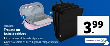 Offre: Trousse ou boîte à cahiers