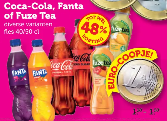 Aanbieding: Coca-Cola, Fanta of Fuze Tea