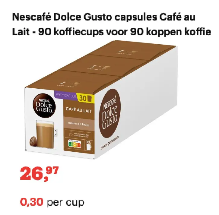Aanbieding: Dolce Gusto capsules Café au Lait