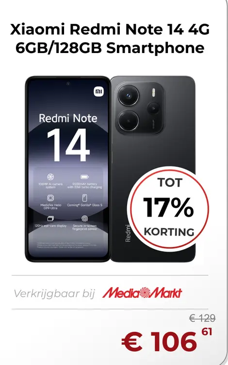 Aanbieding: Redmi Note 14 4G 6GB/128GB Smartphone