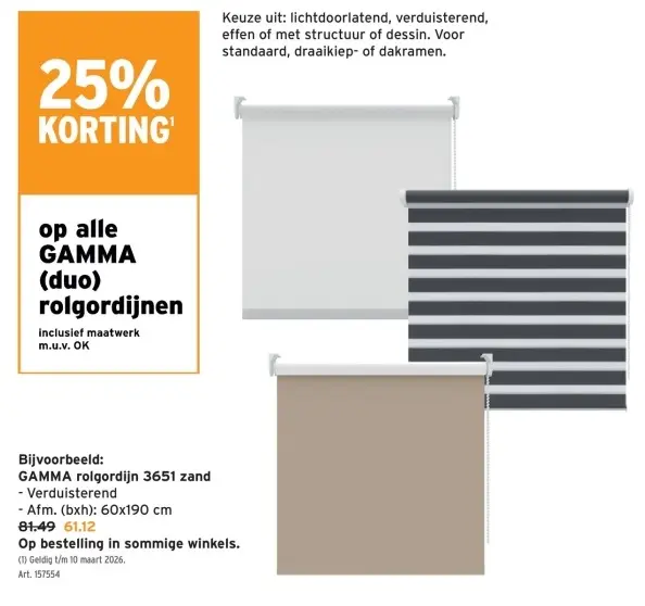 Promotie: rolgordijn 3651 zand