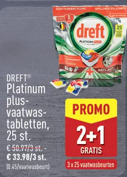 Offre: DREFTO Platinum plus-vaatwas-tabletten