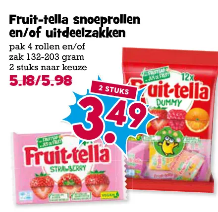 Aanbieding: Fruit-tella snoeprollen en/of uitdeelzakken