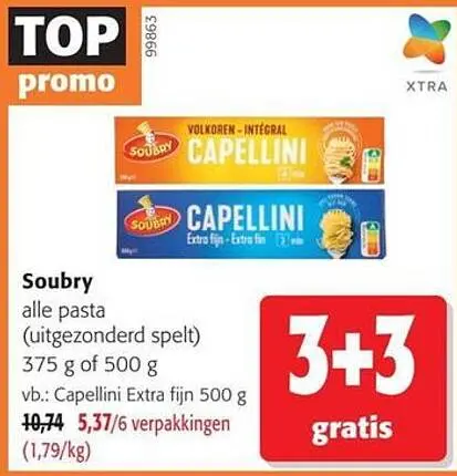 Promotie: Soubry alle pasta