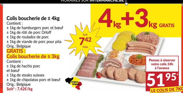 Offre: Colis boucherie de ± 4kg