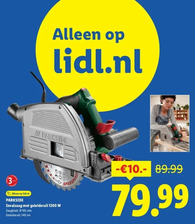 Aanbieding: Invalzaag met geleiderail 1200 W
