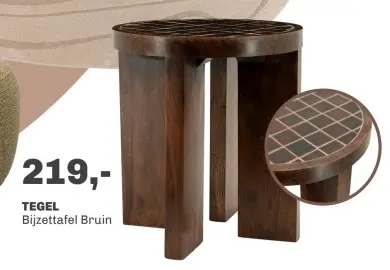 Aanbieding: TEGEL Bijzettafel Bruin