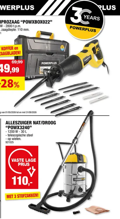 Promotie: Powerplus POWX3240 alleszuiger 1200W 30l