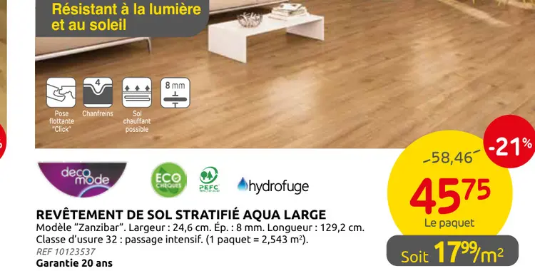 Promotie: Revêtement de sol stratifié aqua large