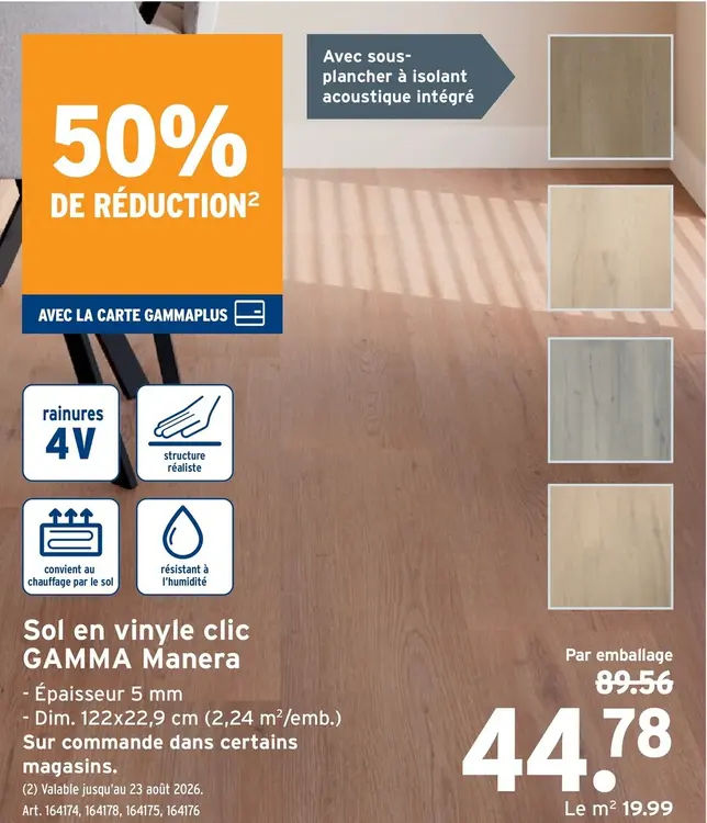 Offre: Sol en vinyle clic GAMMA Manera