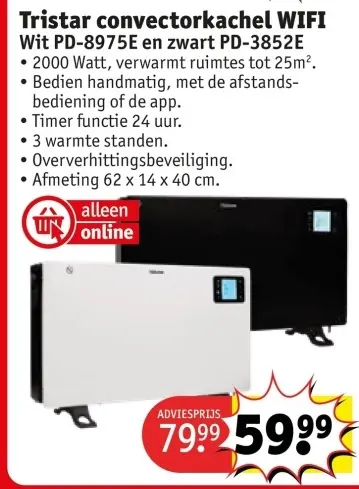 Aanbieding: Tristar convectorkachel WIFI