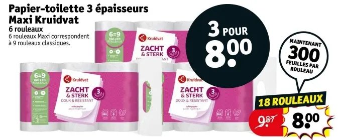 Offre: Papier-toilette 3 épaisseurs Maxi