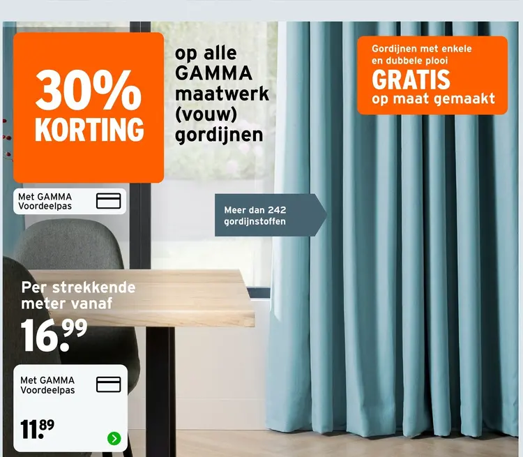 Aanbieding: GAMMA maatwerk (vouw) gordijnen