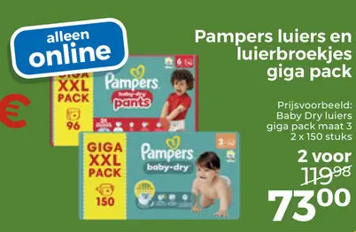 Aanbieding: Pampers luiers en luierbroekjes giga pack