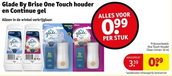 Aanbieding: Glade By Brise One Touch houder en Continue gel
