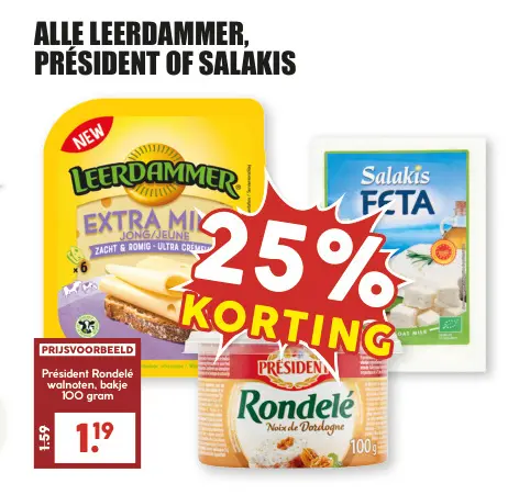 Aanbieding: Diverse kazen, zoals: Rondelé walnoten