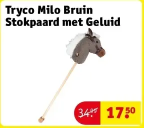 Aanbieding: Tryco Milo Bruin Stokpaard met geluid