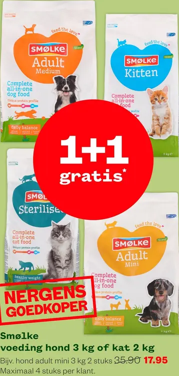 Aanbieding: Voeding hond 3 kg of kat 2 kg